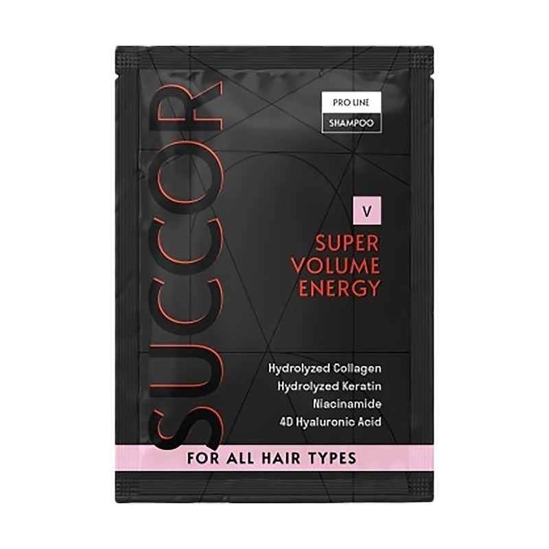 Шампунь Succor Super Volume Energy Shampoo для об`єму всіх типів волосся, 10 мл